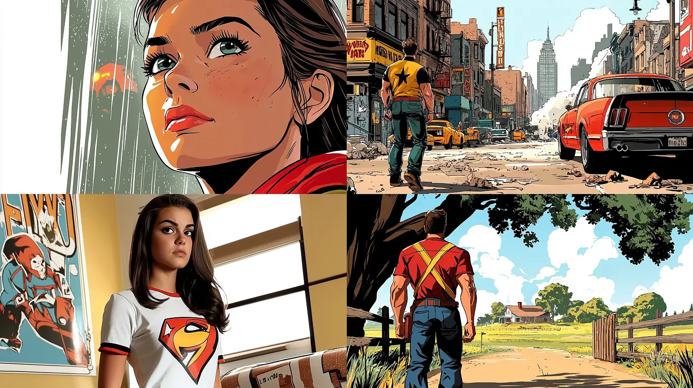 Cinematic Nostalgia in Digital Illustration - Midjourney sref style