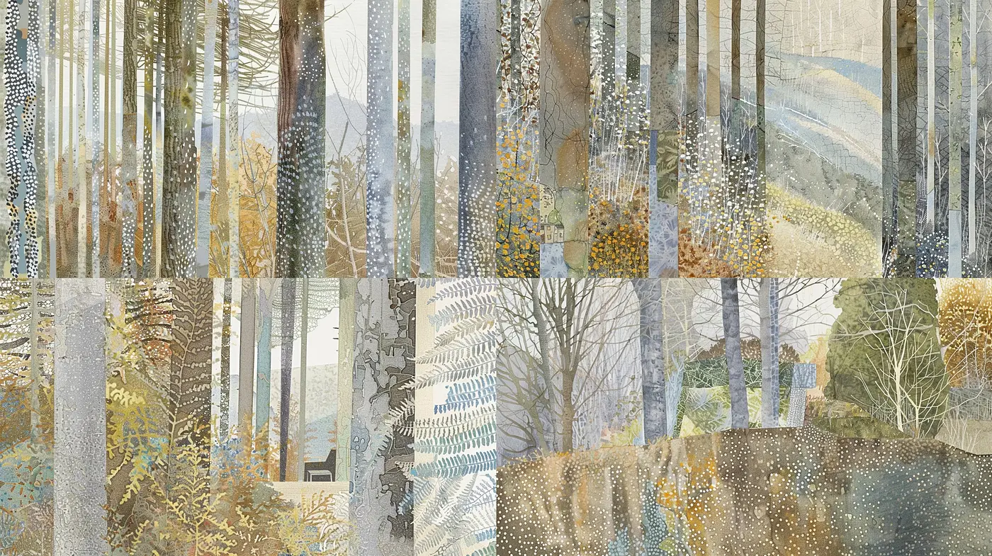 Ethereal Textured Dreamscape: A Consistent Fusion of Natural Hues and Impressionistic Overlays - Midjourney sref style