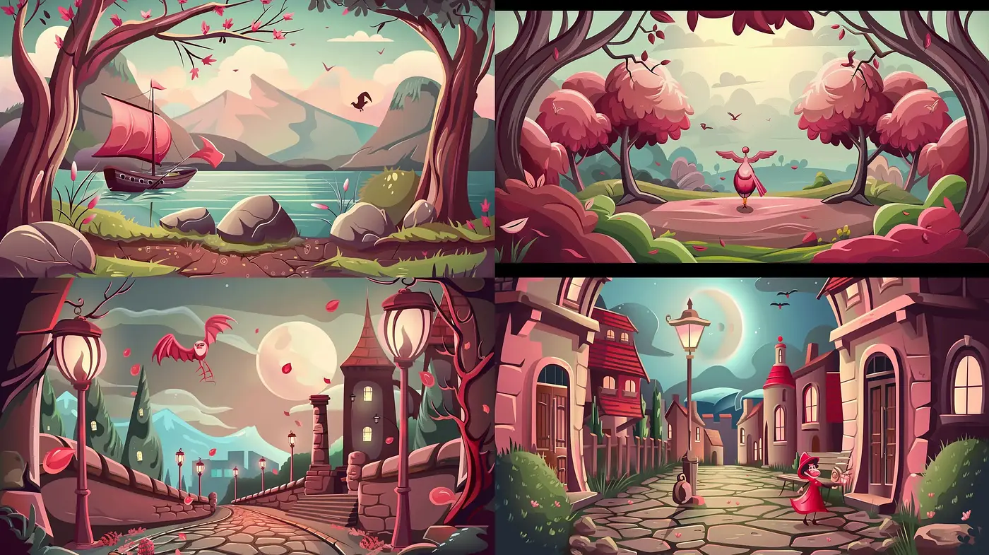 Consistent Dreamlike Serenity in Stylized Landscapes - Midjourney sref style
