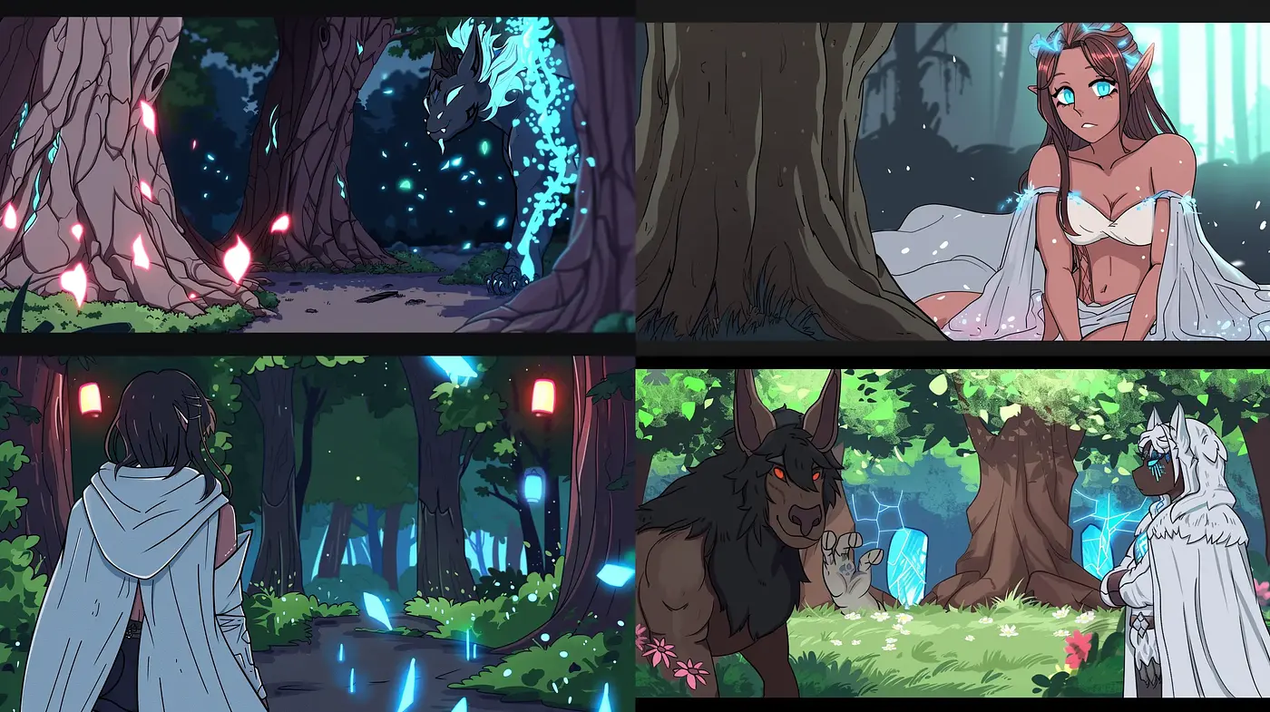 Enchanted Forest Whispers: A Consistent Vision of Mystical Anime Elegance - Midjourney sref style