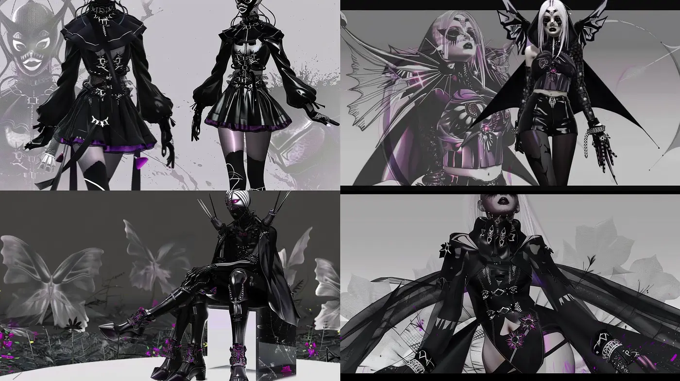 Gothic Cyber Fantasy: A Fusion of Dark Elegance and Digital Dreamscape - Midjourney sref style