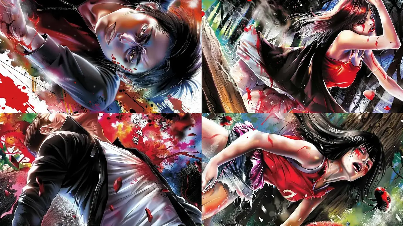 Dynamic and Emotionally Charged Illustrations with Intense Action and Vibrant Expressionism - Midjourney sref style