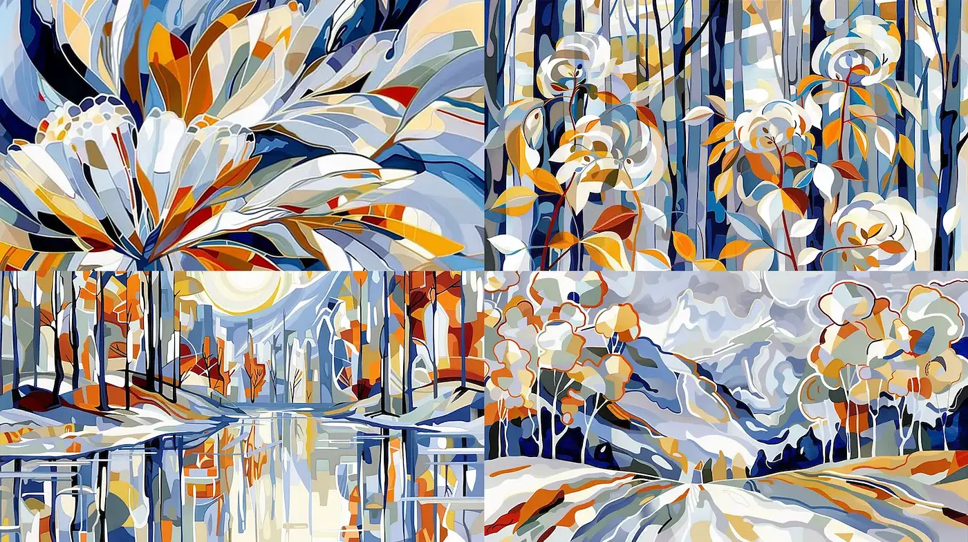 Vibrant and Bold Geometric Nature Scenes with a Contemporary Flair - Midjourney sref style