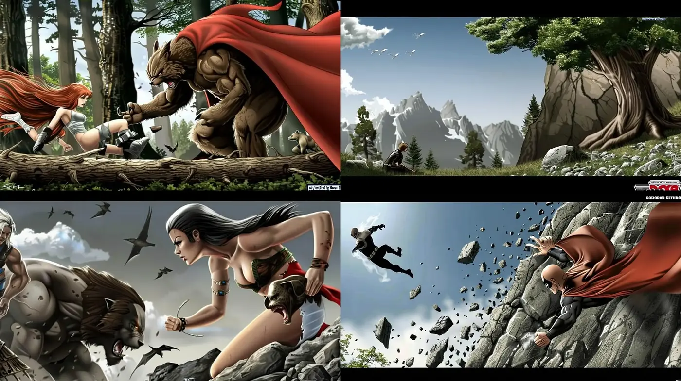 Epic Mythological Encounters in High-Definition Illustration Style - Midjourney sref style