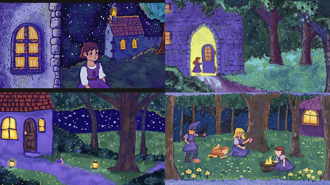 Twilight Enchantment: A Storybook Tableau in Muted Tones - Midjourney sref style