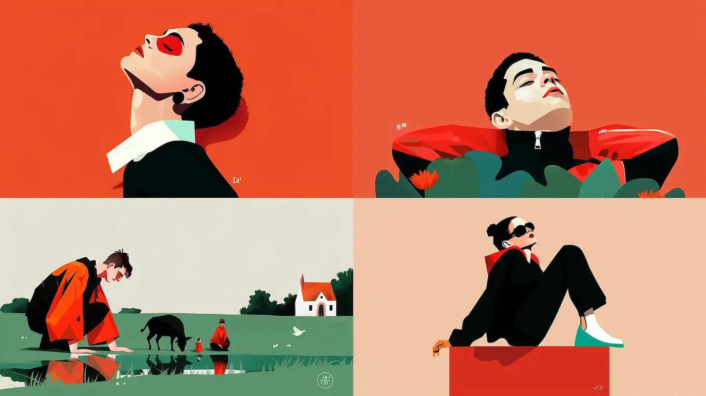 Contemporary Minimalism with Bold Color Accents Reflecting a Vibrant Mood - Midjourney sref style