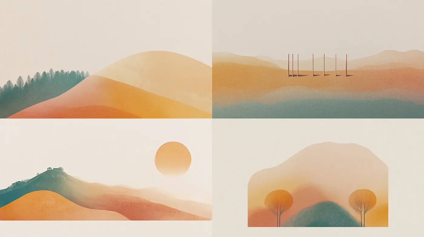 Serenity in Pastel Dunes: A Tranquil Abstract Exploration - Midjourney sref style