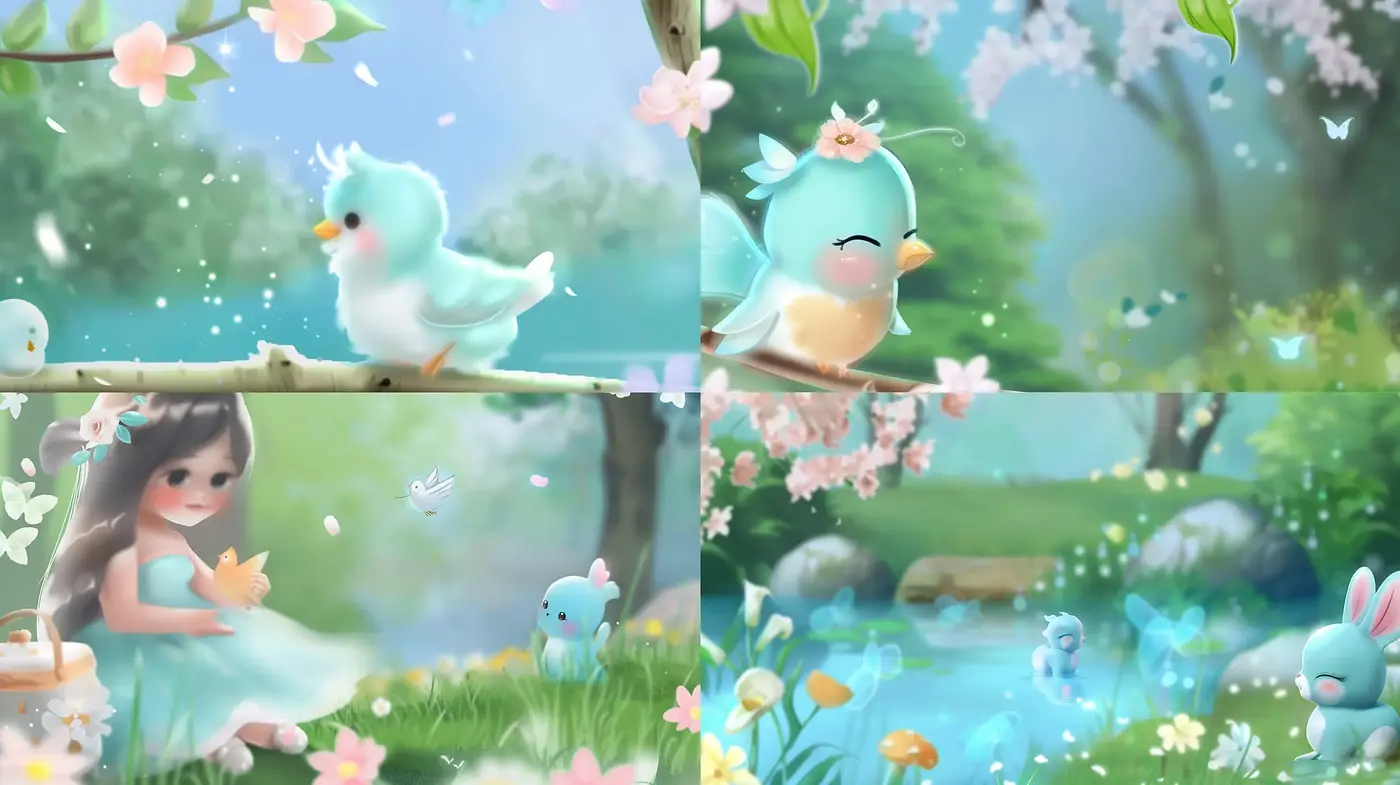 Enchanted Springtime Serenity: A Whimsical Pastel Dreamscape - Midjourney sref style