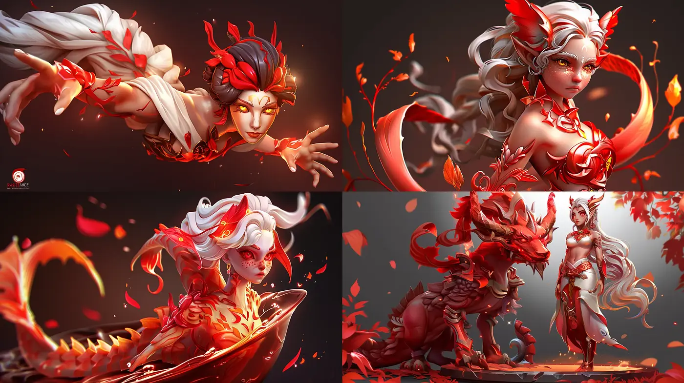 Crimson Elegance: An Ethereal Blend of Fantasy and Intricate Digital Artistry - Midjourney sref style