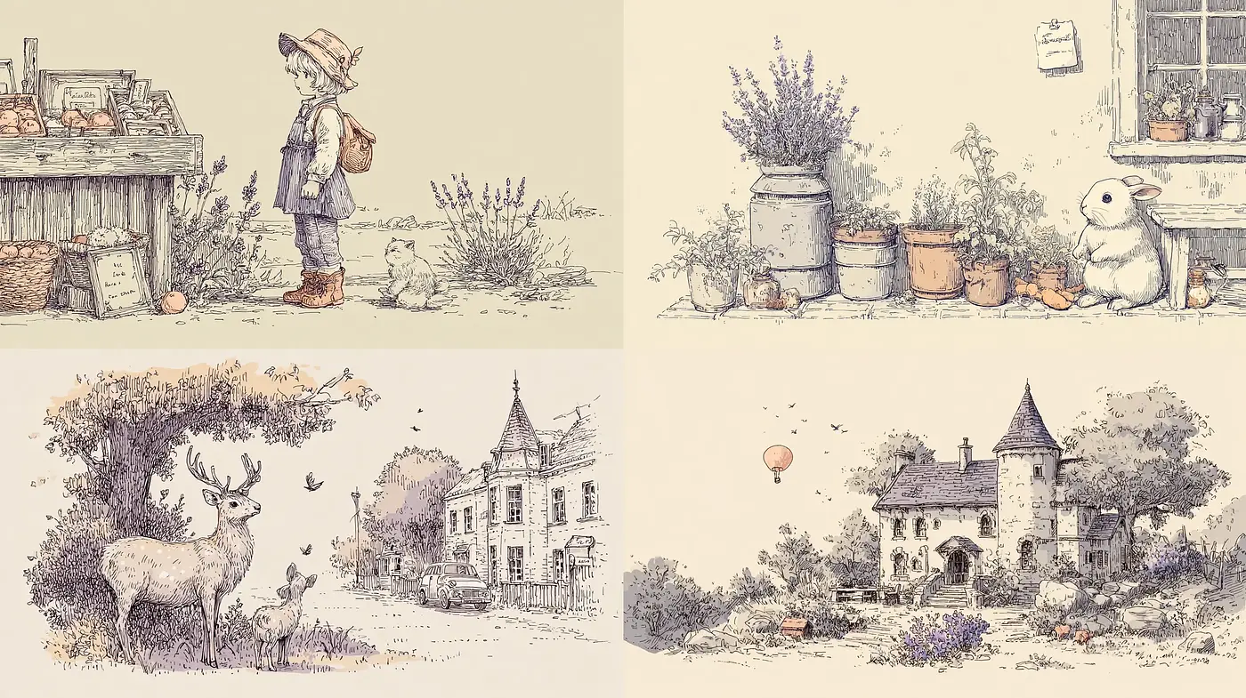 Charming Rustic Illustrations with a Whimsical Touch - Midjourney sref style
