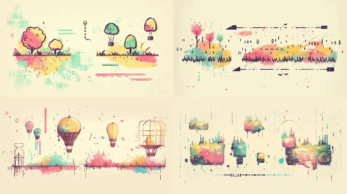 Playful and Dreamlike Watercolor Illustration Style with Soft Aesthetics - Midjourney sref style