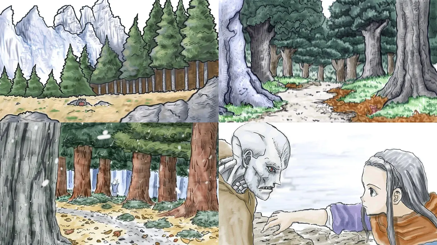Ethereal Forest Whispers: A Harmonious Blend of Sketched Nature and Dreamlike Fantasy - Midjourney sref style