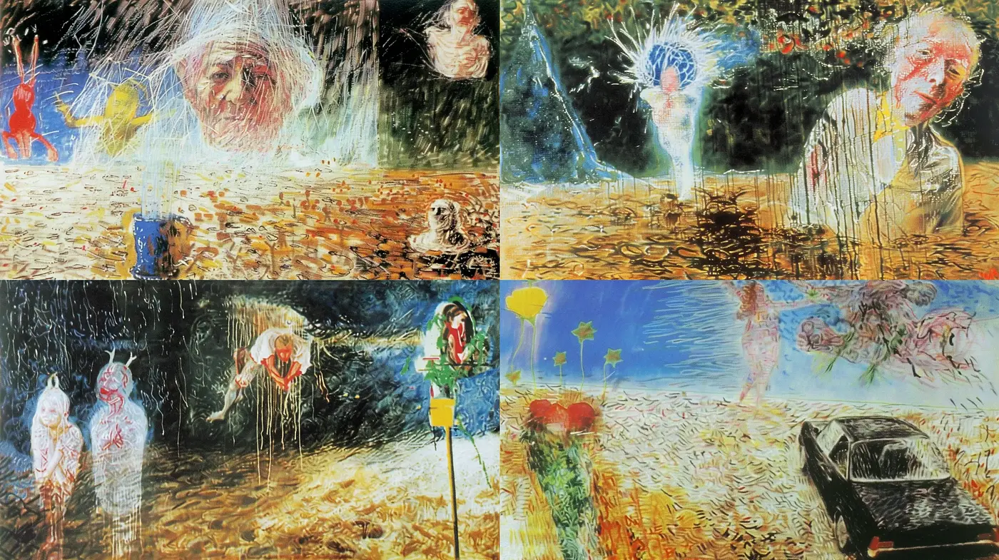 Abstract Expressionist Dreamscape Fusion - Midjourney sref style