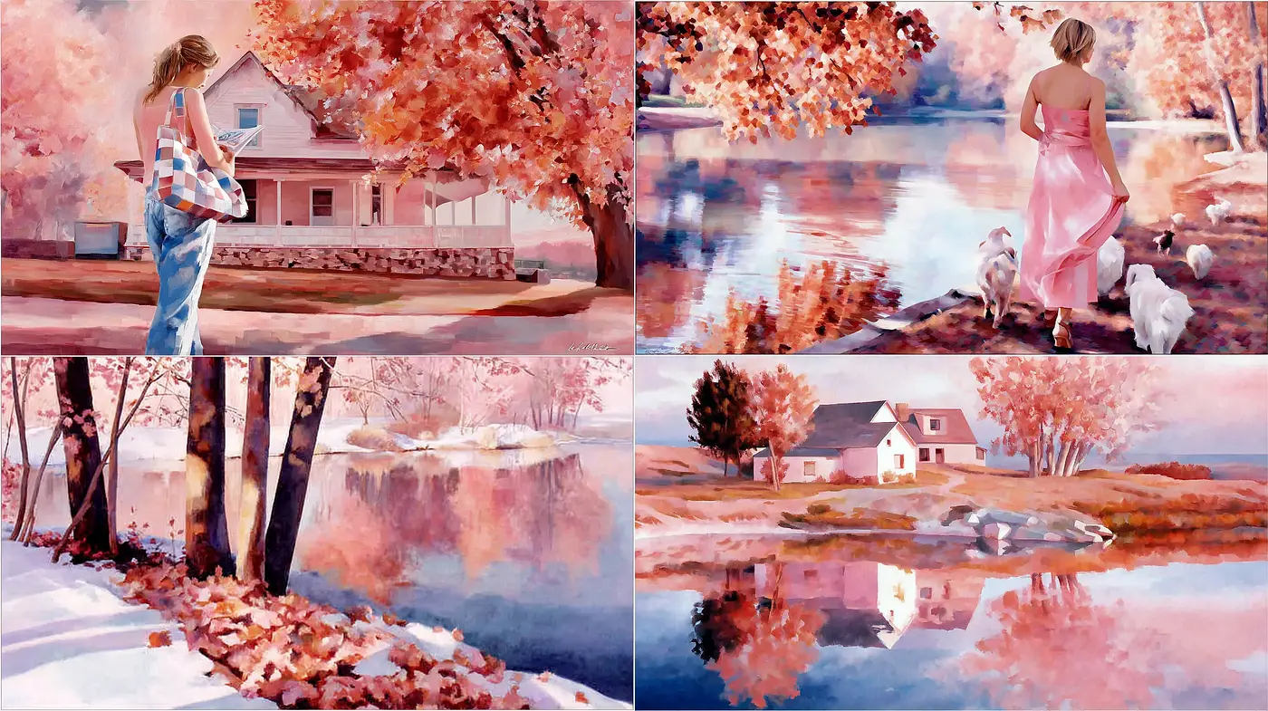 Serene Autumn Landscape with a Nostalgic Touch - Midjourney sref style