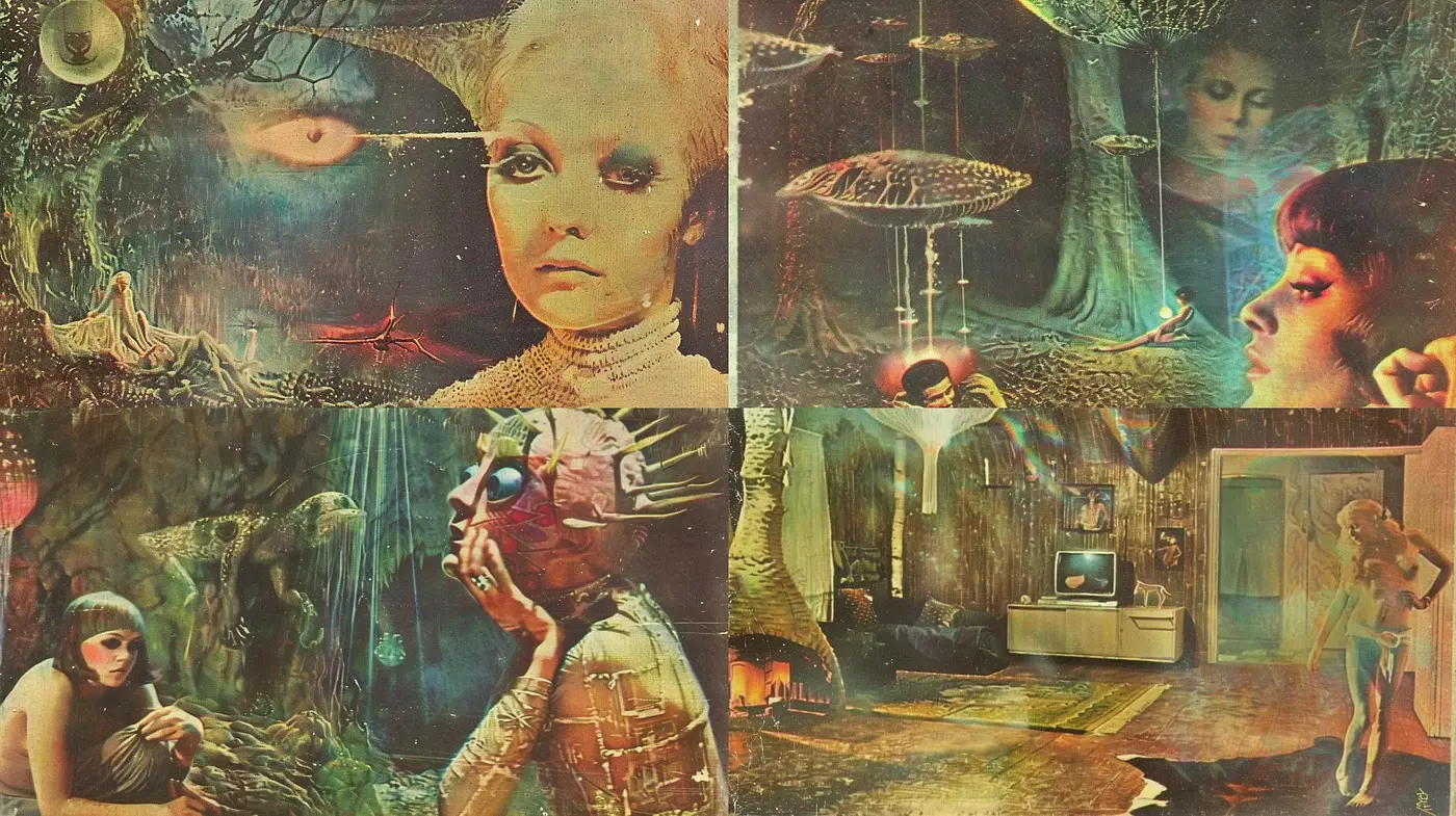 Ethereal Retro-Futurism with Surrealist Textures - Midjourney sref style