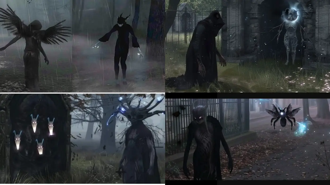 Ethereal Nocturnal Landscapes with Surreal Entities - Midjourney sref style