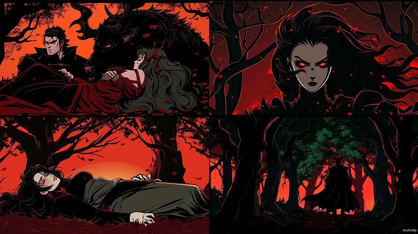 Gothic Nocturne: A Homage to Dark Comic Book Artistry - Midjourney sref style