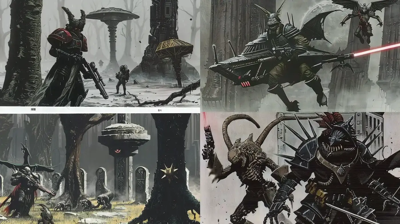 Dark Sci-Fi Dystopian Landscapes with Intricate Details - Midjourney sref style