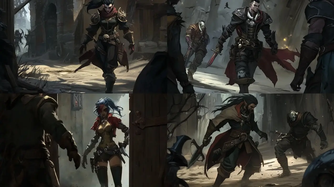 Gritty Dynamic Fantasy Art Illustrations - Midjourney sref style