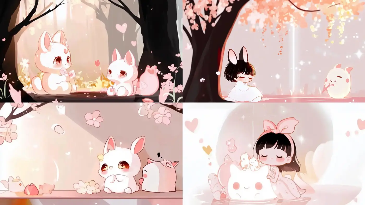 Whimsical Pastel Menagerie: A Study in Soft-hued Anime Illustration - Midjourney sref style