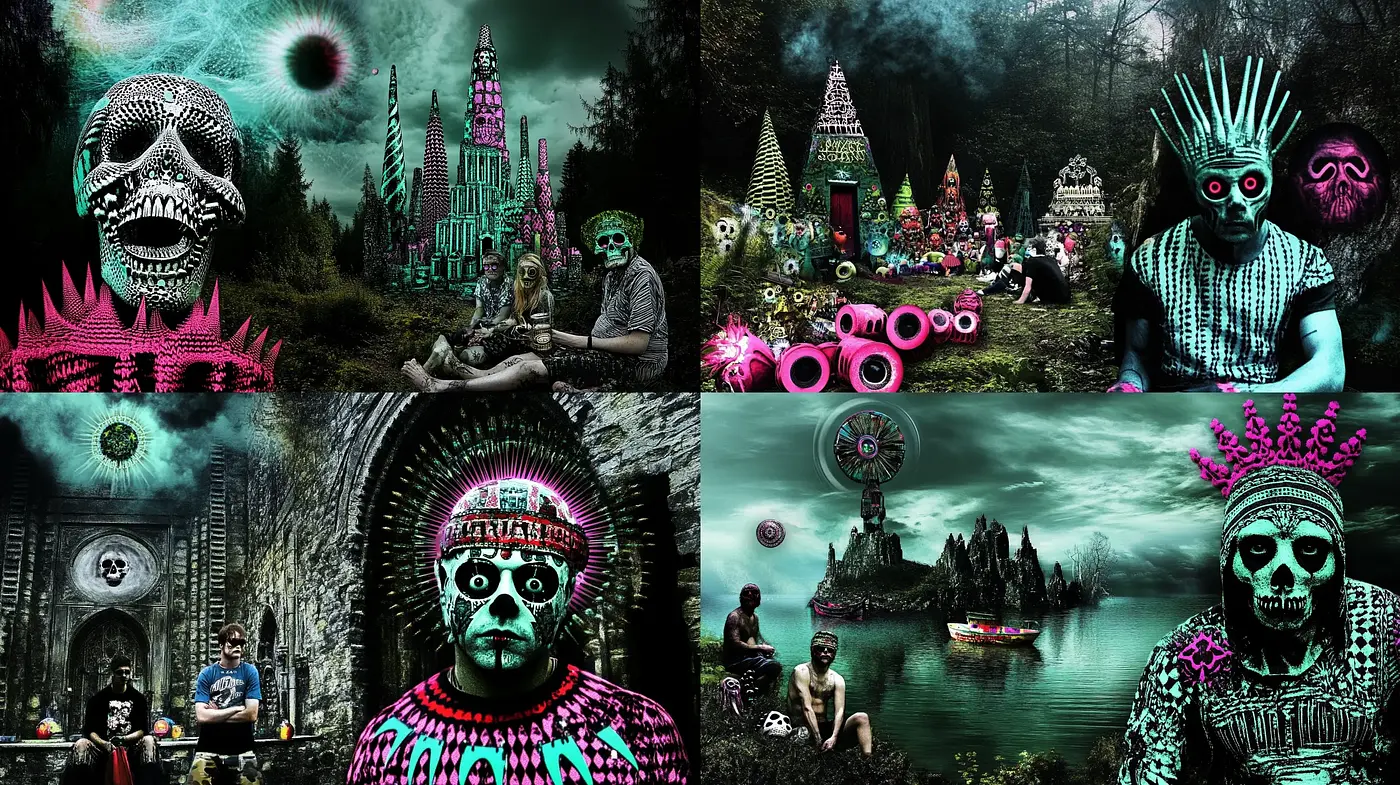 Neo-Gothic Fantasia with Neon Highlights - Midjourney sref style