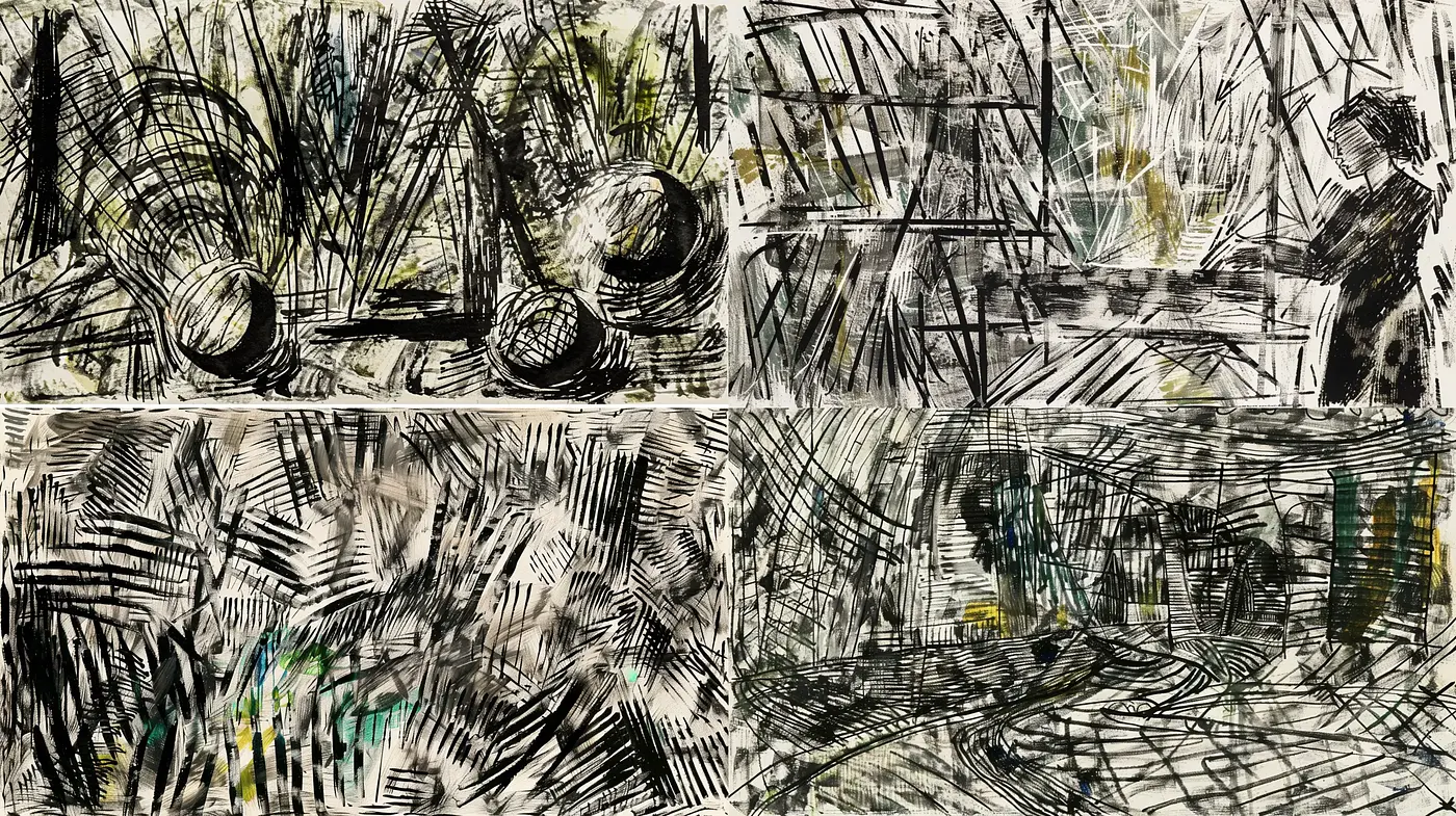 Abstract Expressive Sketchbook Fusion - Midjourney sref style