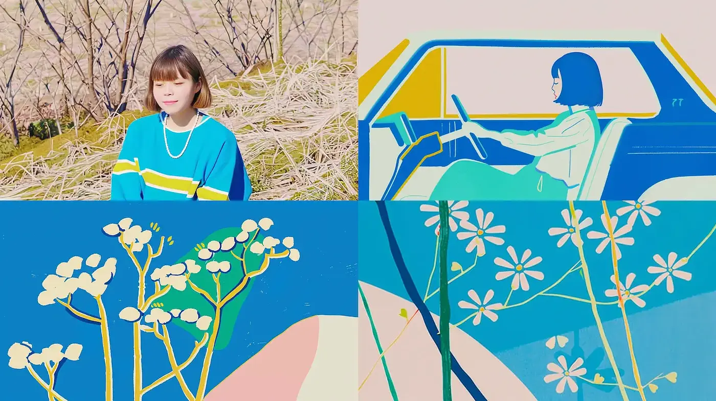 A Harmonious Blend of Vivid Illustrative Pop Art with Soft Textures - Midjourney sref style