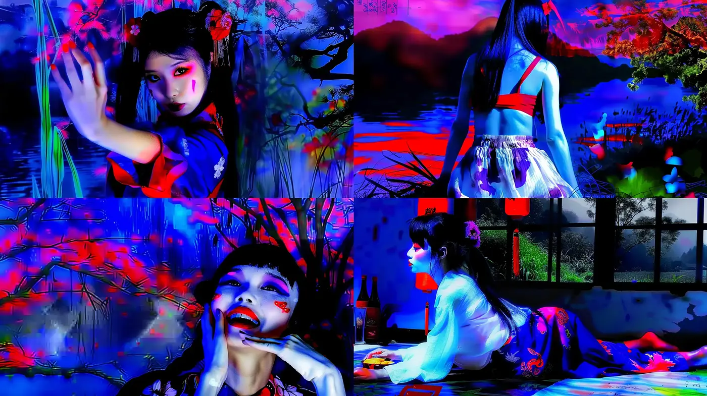 Ethereal Nocturnes in Vivid Hues: A Digital Tapestry Fusion - Midjourney sref style