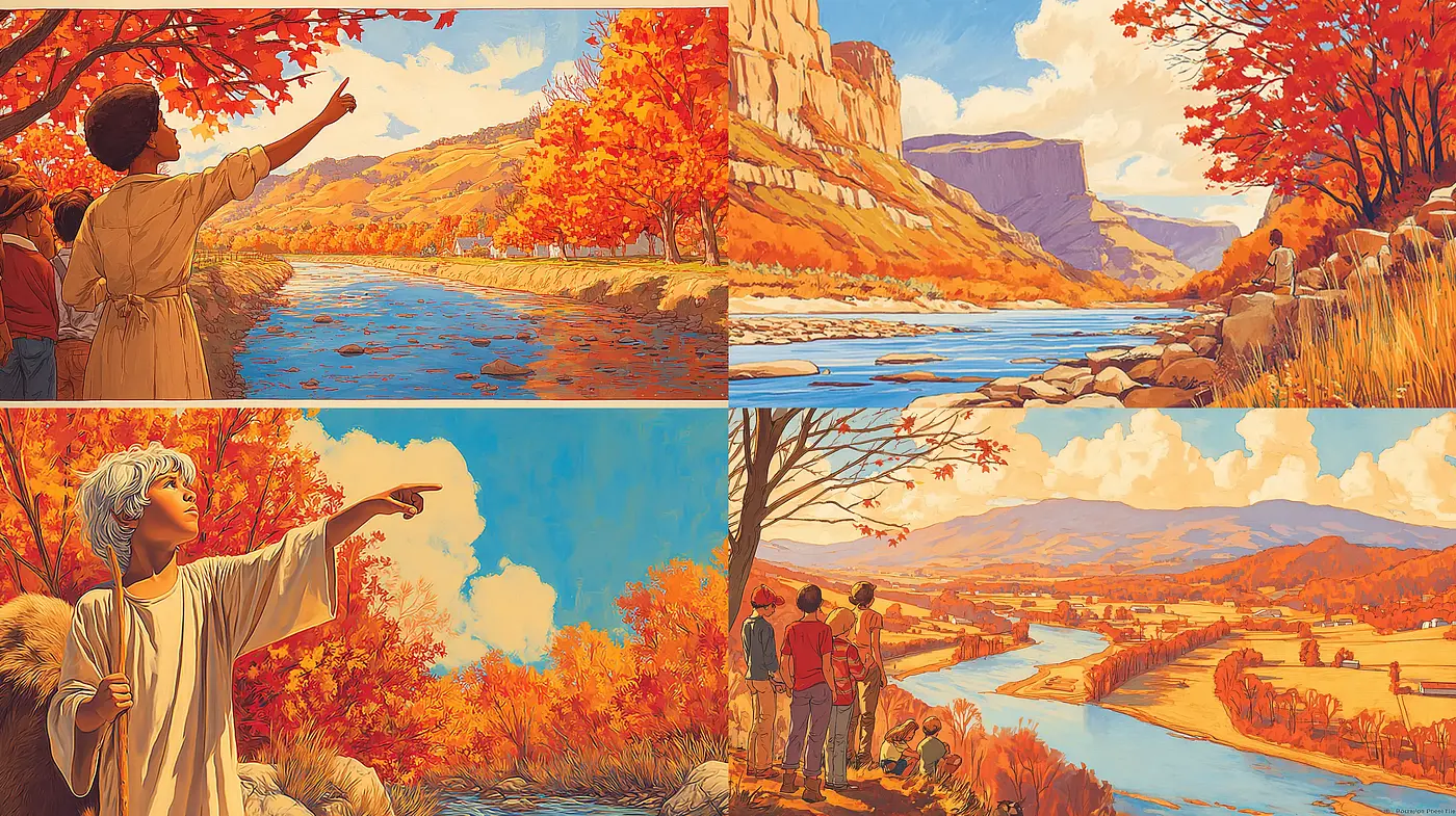 Warm Autumn Landscapes with Nostalgic Vibrancy and Rich Textural Details - Midjourney sref style