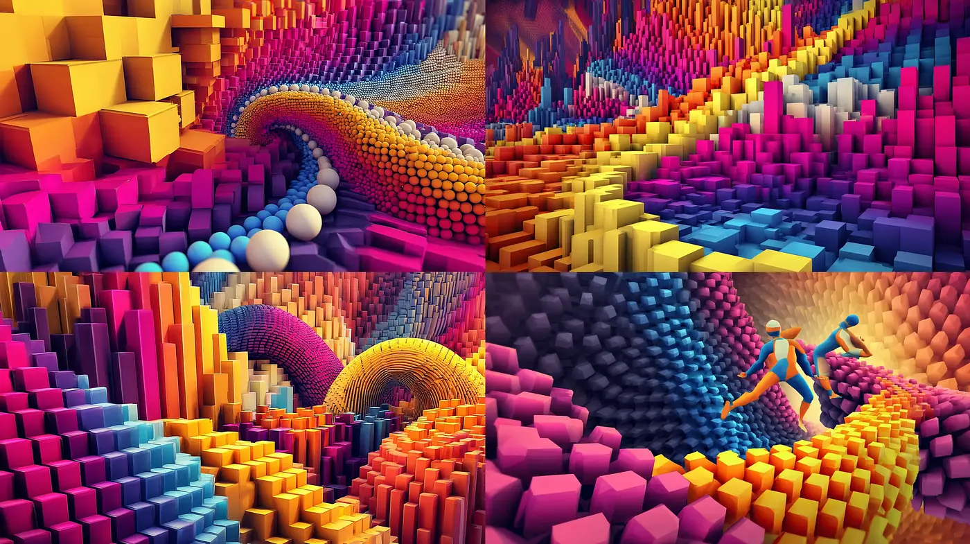 Vibrant Geometric Abstract in a Playful and Dynamic Universe - Midjourney sref style