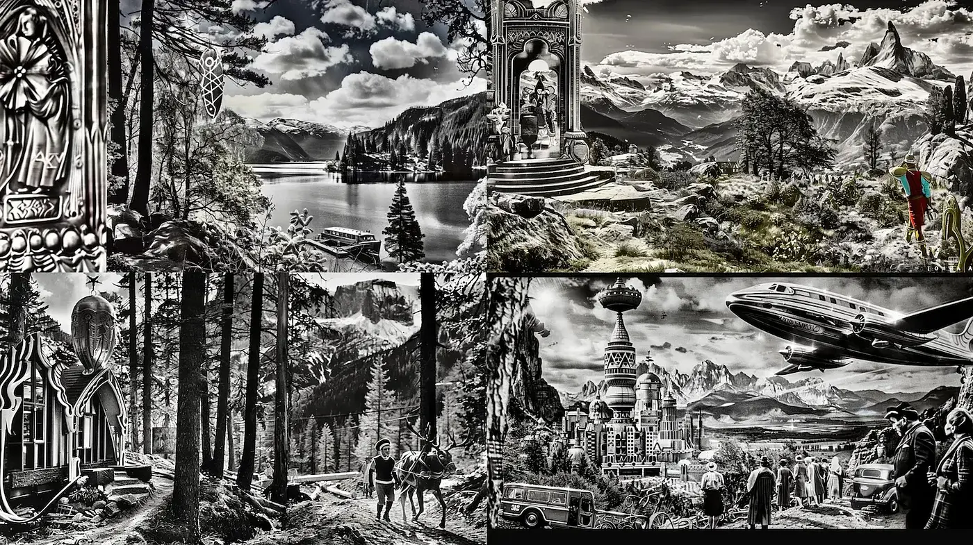 Intricate and Mystical Landscapes with Vintage Aesthetic - Midjourney sref style