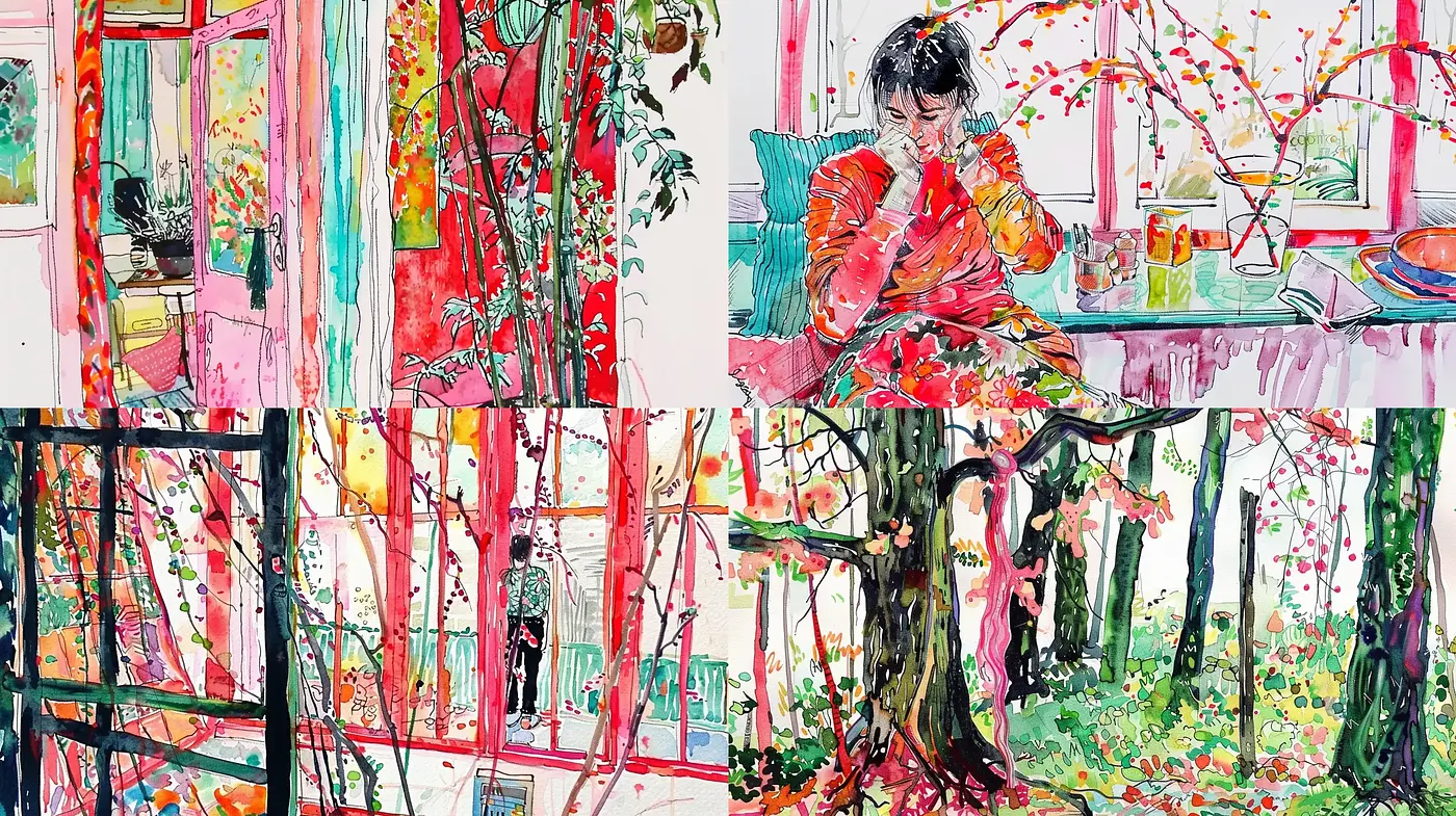 Vibrant Brushwork Elegance in Botanical Wonderland - Midjourney sref style