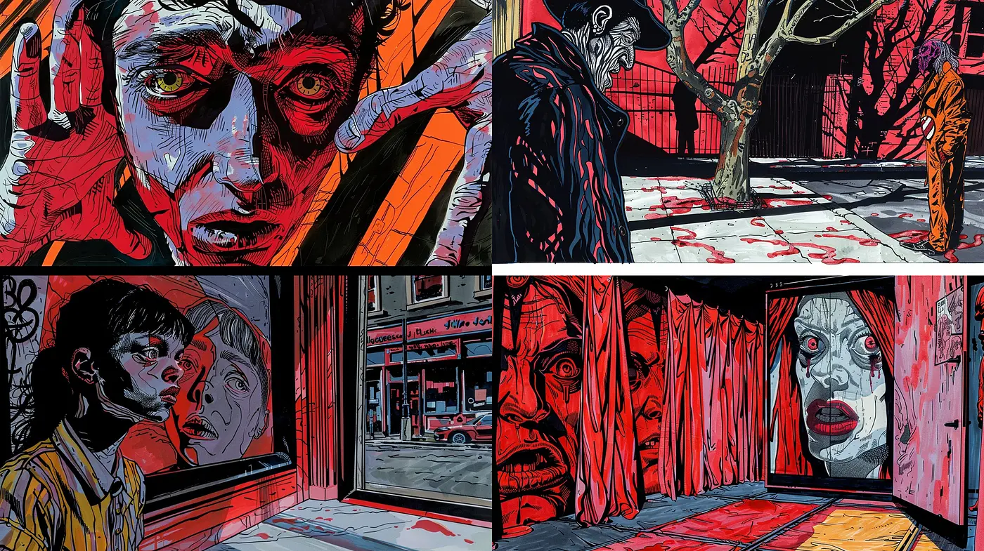 Gritty Expressionist Graphic Novel Fusion with Nostalgic Tones - Midjourney sref style