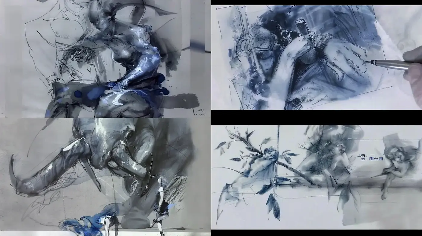 Fluid and Ethereal Design with Muted Elements - Midjourney sref style