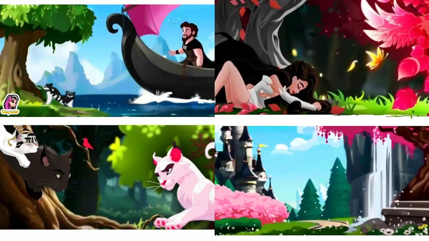 Vibrant Fairy Tale Whimsy: A Fusion of Idyllic Scenes and Stylized Nature - Midjourney sref style