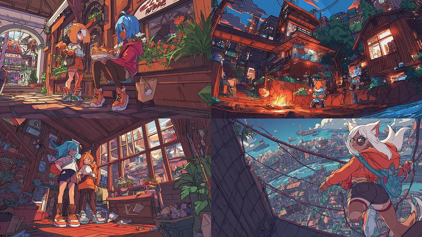 Vibrant Urban Adventure in a Whimsical Style - Midjourney sref style