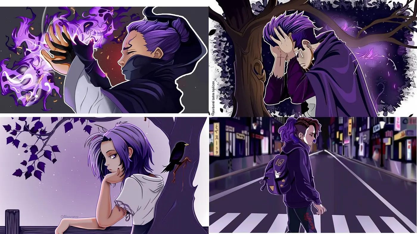 Mystical Twilight Hues in Anime-Inspired Digital Illustration - Midjourney sref style
