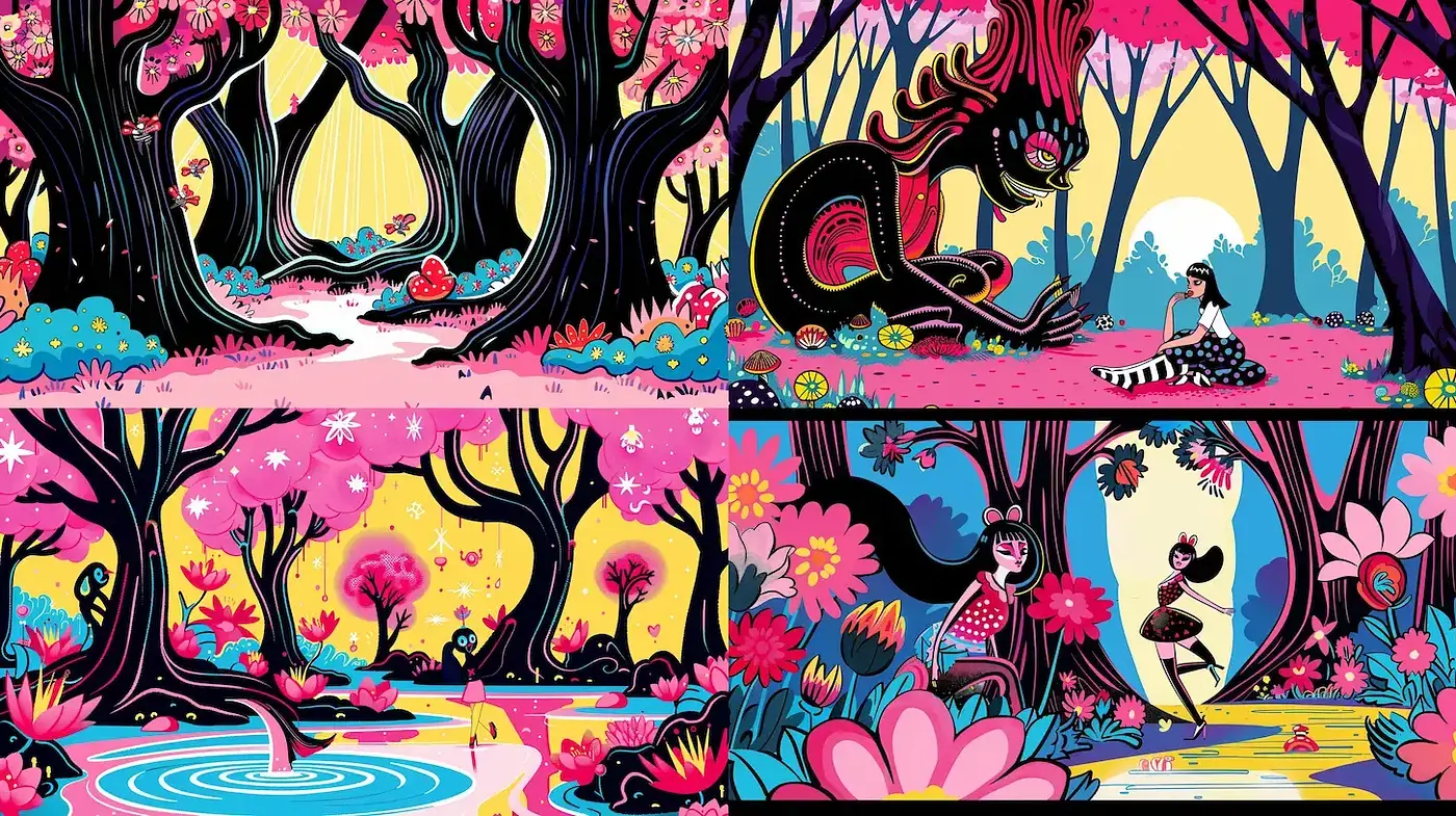 Enchanting Chromatic Woodland Fantasia - Midjourney sref style