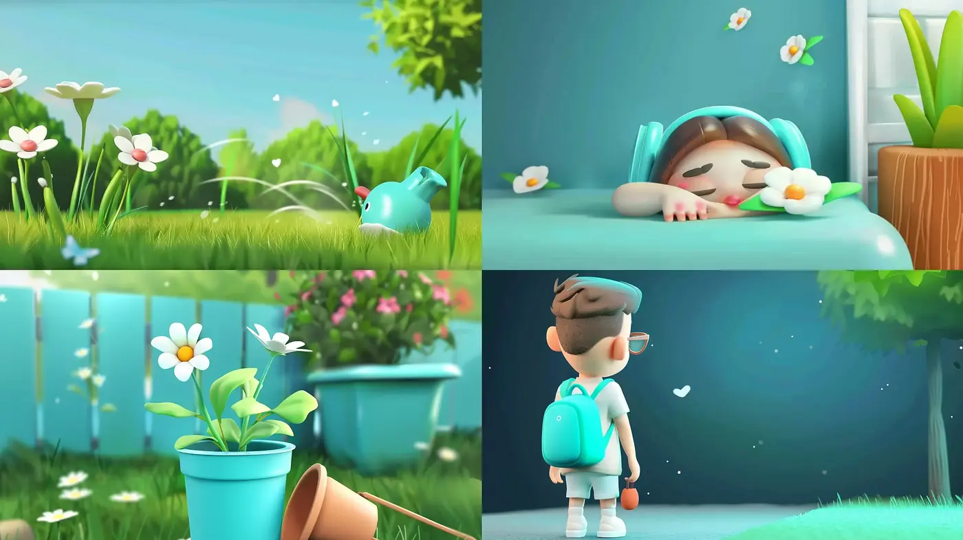Serene Pastel Dreamscape in Contemporary 3D Illustration - Midjourney sref style