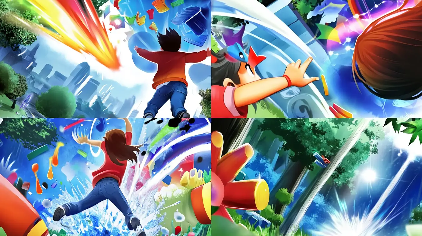Energetic Anime-Inspired Digital Art Fusion with Vivid Colors - Midjourney sref style
