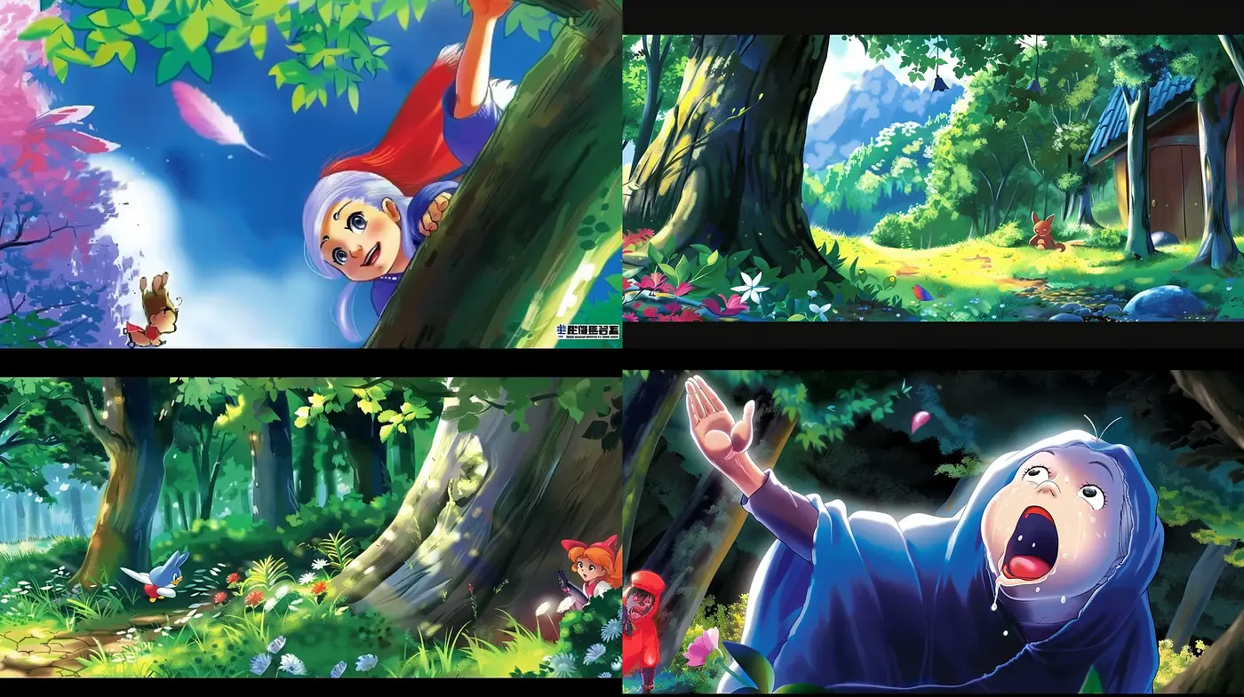 Enchanted Forest Whimsy in Lush Anime-Inspired Tableaus - Midjourney sref style