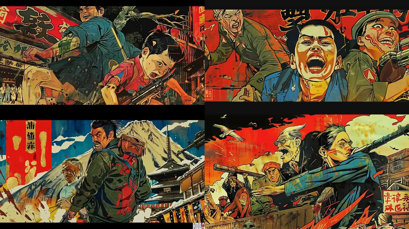 Dynamic Brushstroke Storyboards with an Expressionist Overtone - Midjourney sref style