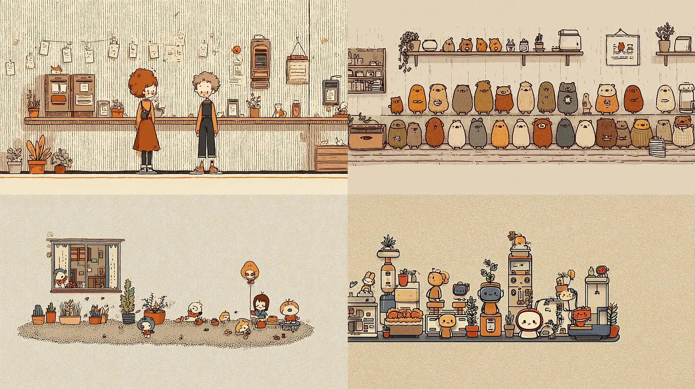 Charming Whimsical Illustrations with a Nostalgic Vibe - Midjourney sref style