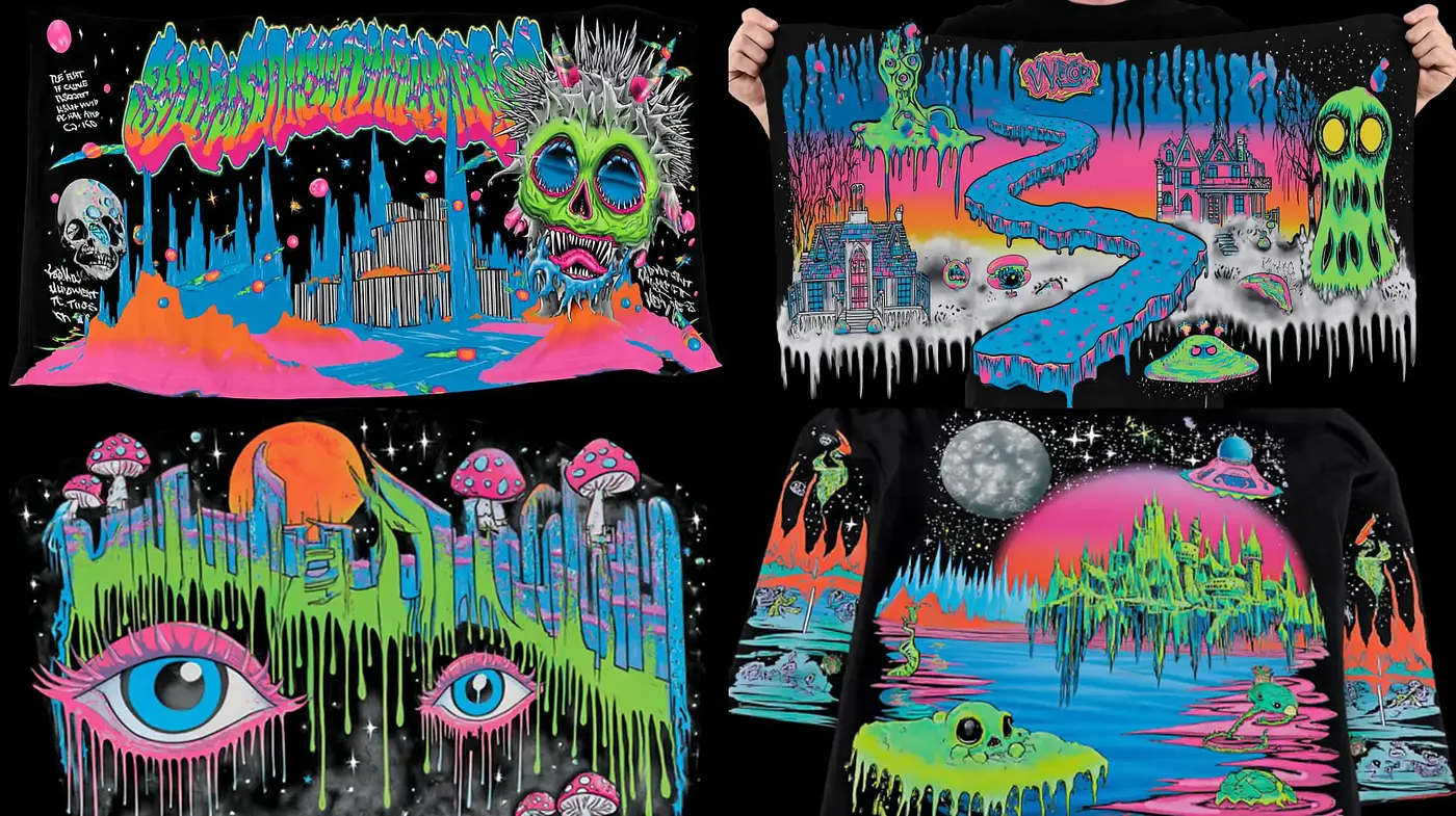 Vibrant and Playful Psychedelic Art with Cosmic Themes - Midjourney sref style
