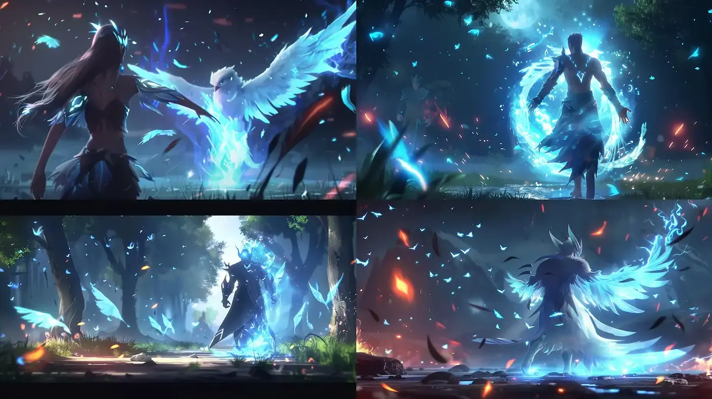 Dynamic and ethereal fantasy illustration with vibrant elements - Midjourney sref style