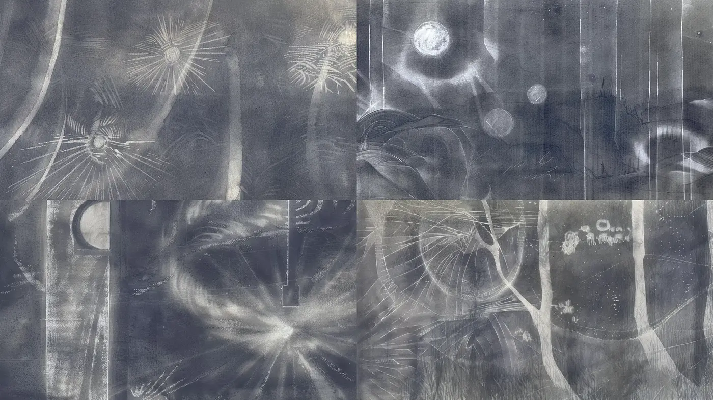 Monochromatic Ethereal Textures: A Study in Abstract Grayscale - Midjourney sref style