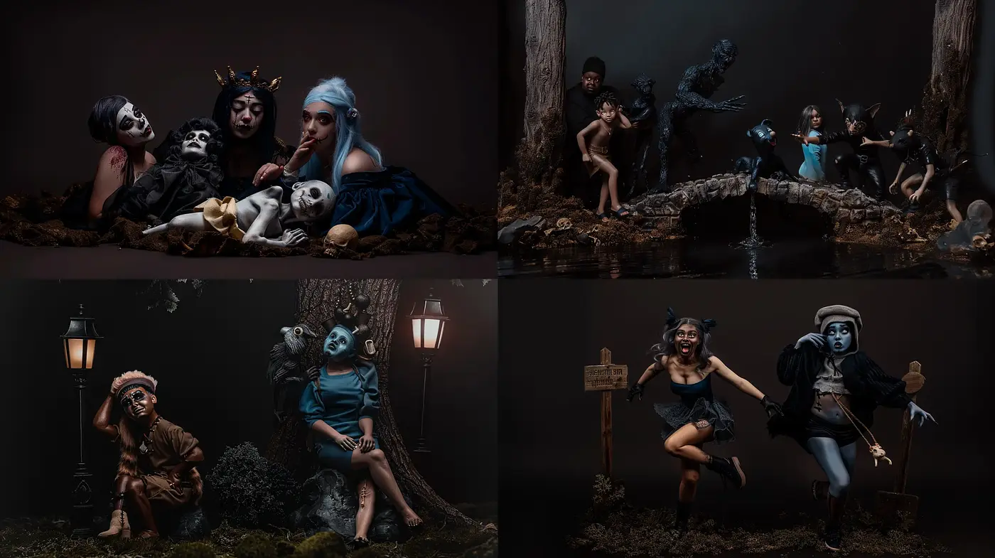 Theatrical Macabre: An Elegy in Shadows and Earthy Tones - Midjourney sref style