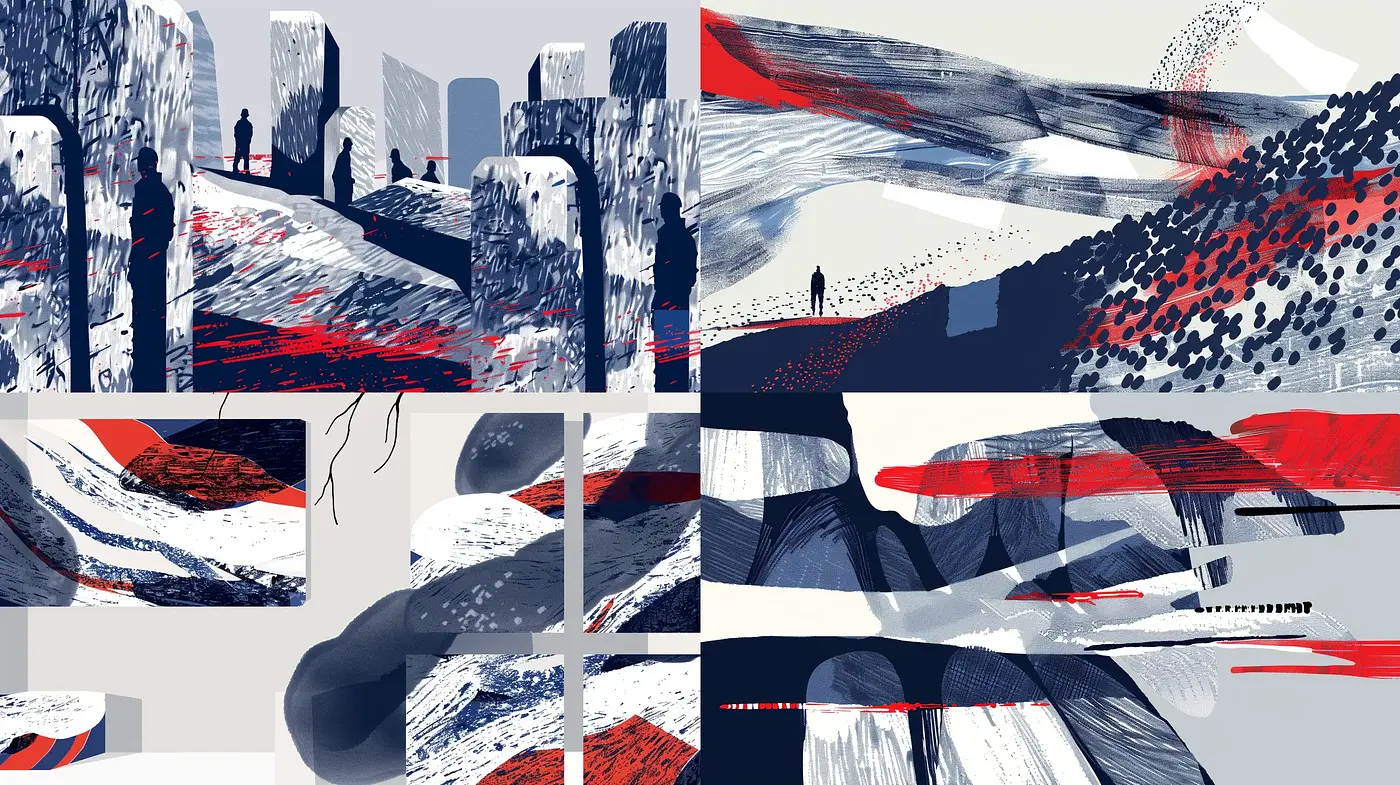Abstract Expressionist Conflux with Contemporary Digital Art - Midjourney sref style