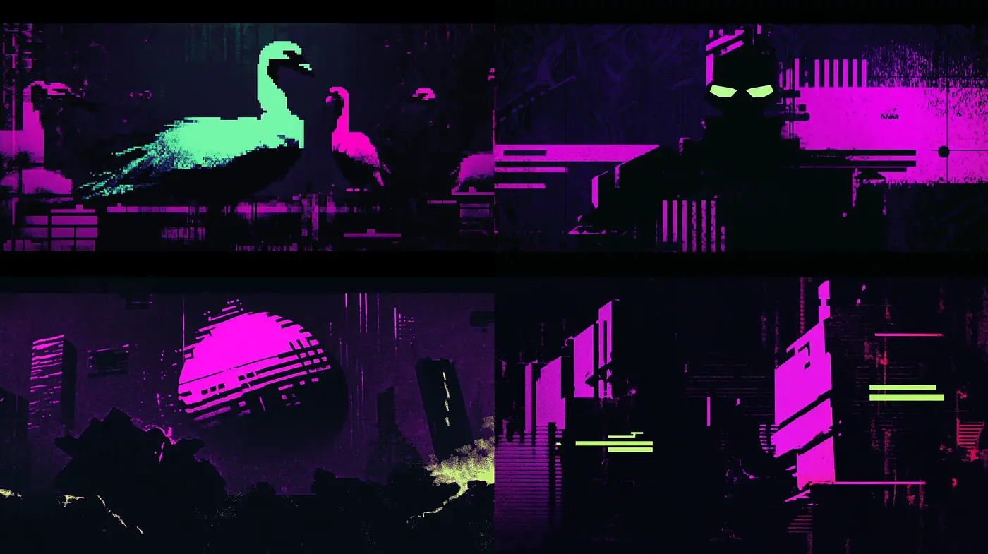 Neon Cyberpunk Nightscapes: A Fusion of Digital and Abstract Expression - Midjourney sref style