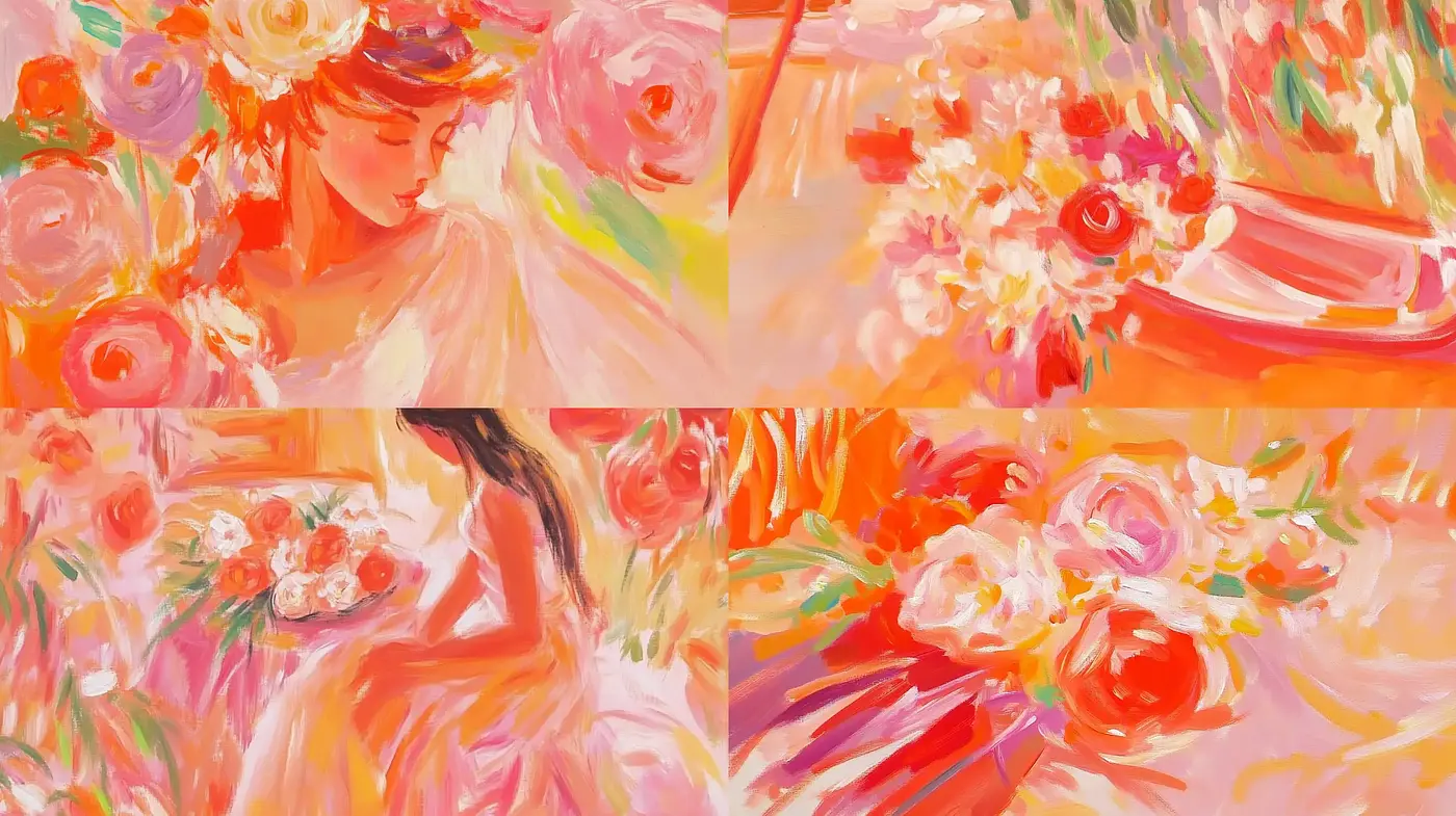 Warm Impasto Brushstrokes in Vivid Florals - Midjourney sref style